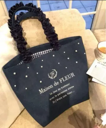 메종 드 플뢰르 프릴 핸들 핸드백 토트백 프릴 백 데님