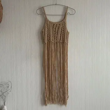 누유 프린지 로프 니트 조끼