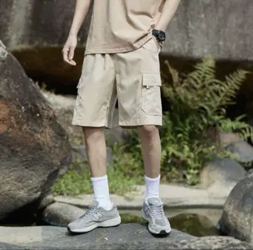남성용 하프 팬츠, 반바지, 여름옷, 무지, 심플, 캐주얼, 베이지, L