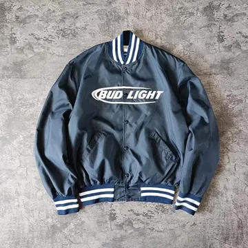 구제 의류 90년대 "BUD LIGHT" 버드와이저 로고 바시티 자켓