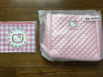 헬로키티 토트백 플랫 파우치 핑크 꽃 체크 복권