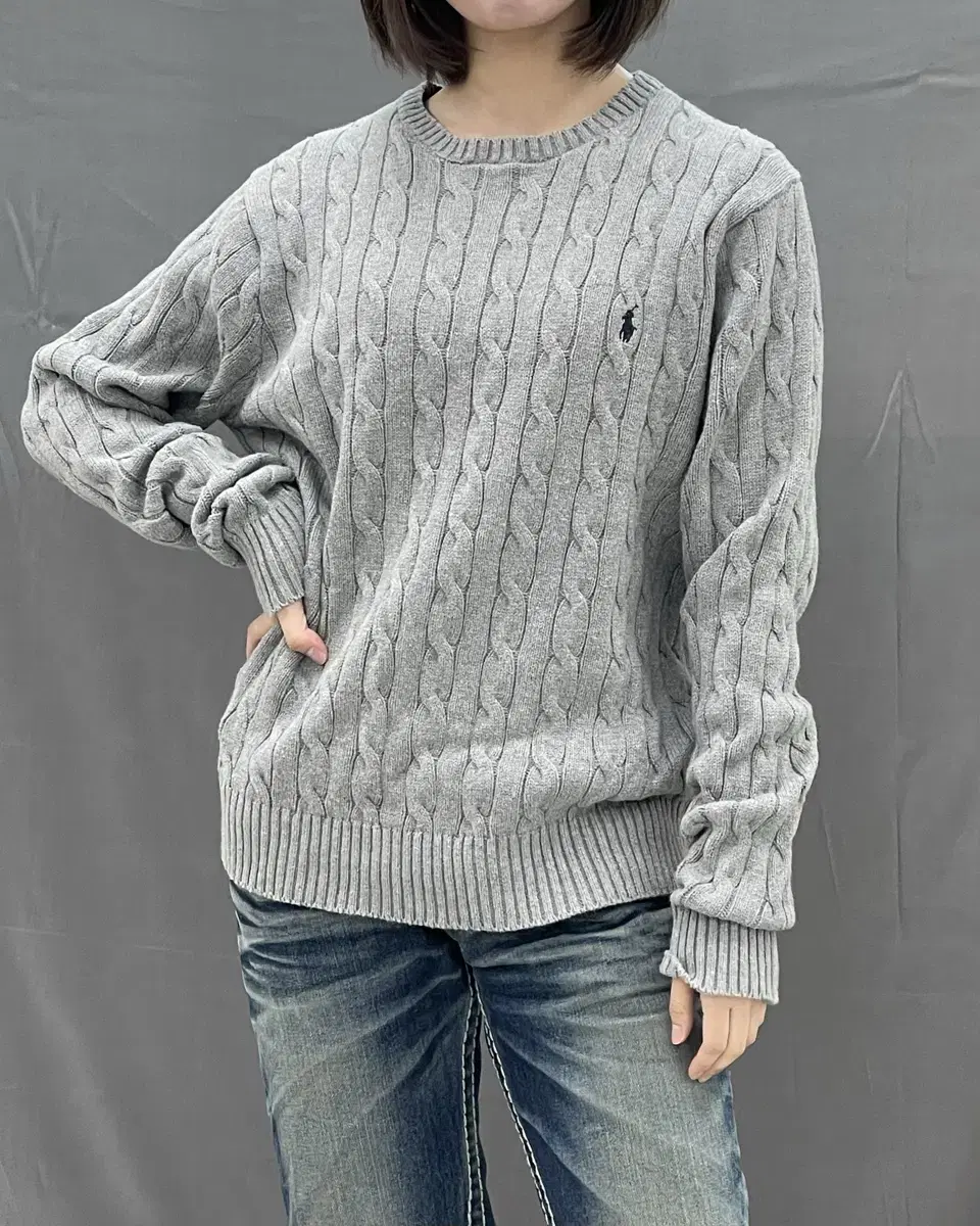 XL 폴로랄프로렌 그레이 케이블 니트