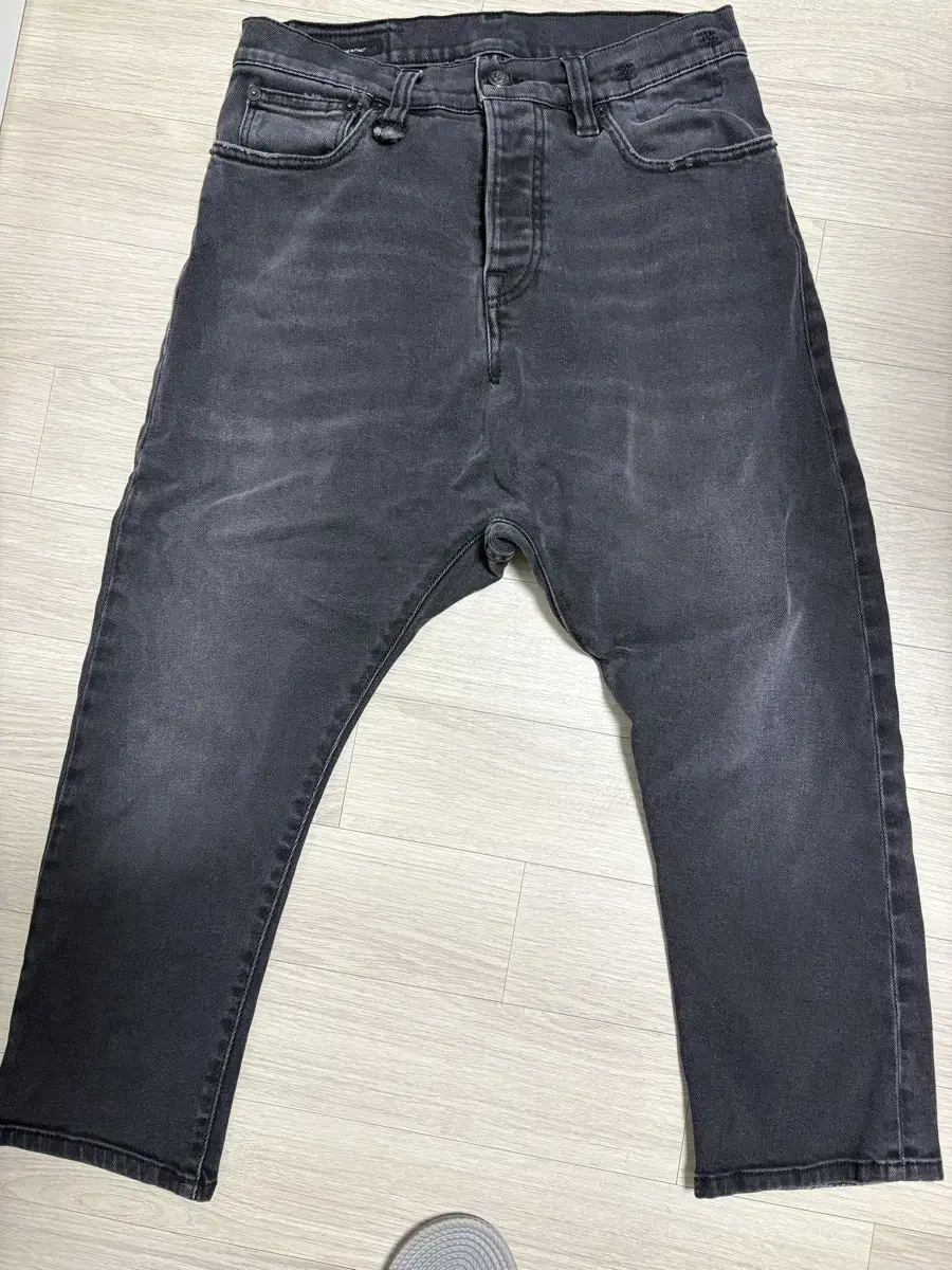 R13 블랙진 사루엘 배기 7~8부 바지 30