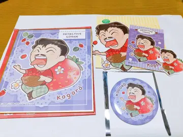 명탐정 코난 캐릭터 딸기 따기 유명한(모리 코고로) 캔뱃지 스티커 색지
