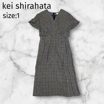 kei shirahata styling 체크 원피스 반팔 V넥