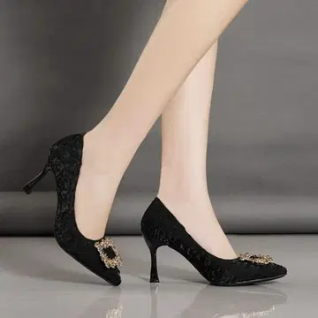 큐빅 스틸레토 힐 펌프스 22.5~23cm