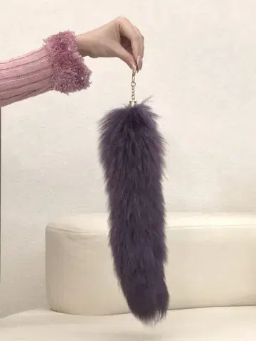 롱 백 스트랩 진한 보라색 여우 꼬리 키링 참 40cm 단품