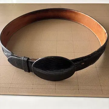 블랙 가죽 벨트 크로커다일풍 34인치/85cm