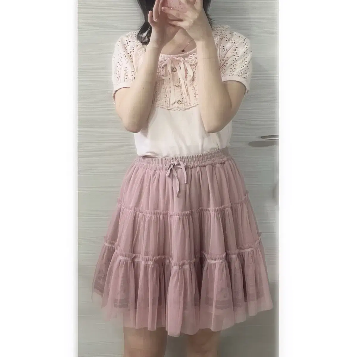 [빈티지] 리즈리사 블라우스 & 엑시즈팜 샤 스커트 set 발레코어