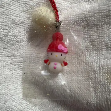 헬로키티 눈사람 니트 모자 키링