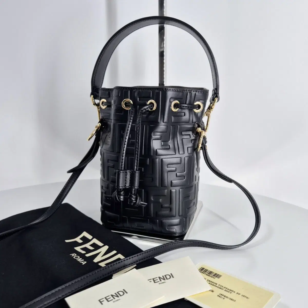 [Genuine] Fendi Montrezo Monogram Mini Bucket Bag Crossbody Bag (8BS010)