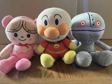 프리치 콩 봉제 인형 3개 세트(호빵맨, 짤랑이, 다다다)