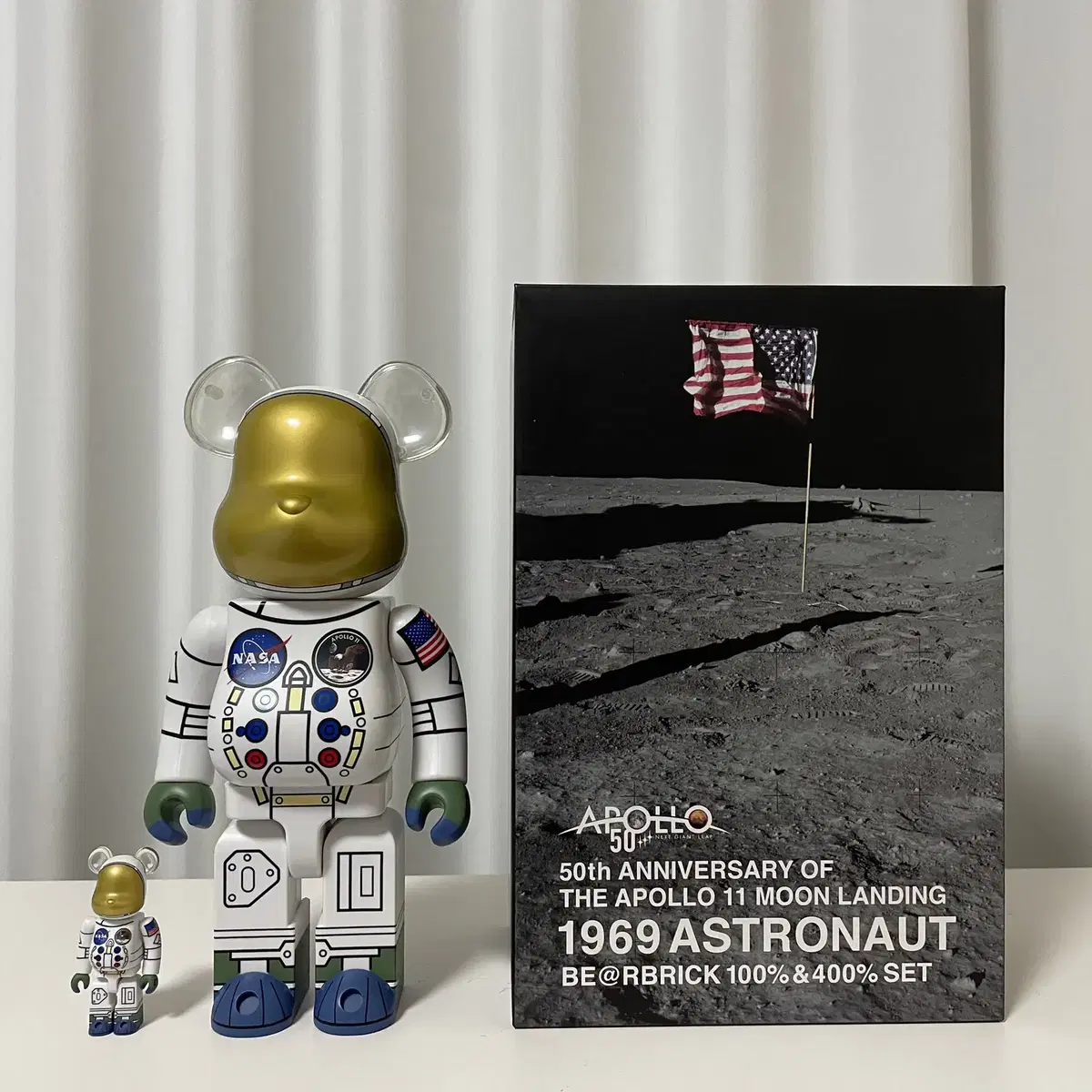 １９６９　ＡＳＴＲＯＮＡＵＴ　ＢＥ＠ＲＢＲＩＣＫ　１００％　＆　４００％　ＳＥＴ Bearbrick-Apollo17-Astronaut-
