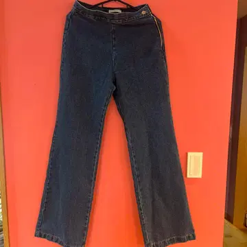 사모예드 와이드 레그 데님 지퍼 달린