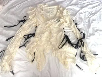 레이스업 리본 셔츠 페어리 그런지