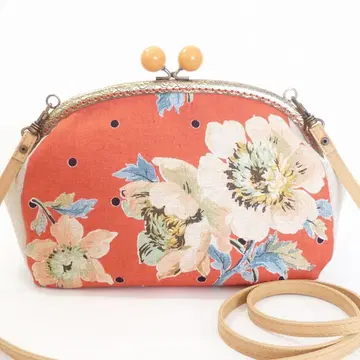 비닐봉지 가마구치 숄더백 꽃무늬 빨간색 계열 미니백 G303