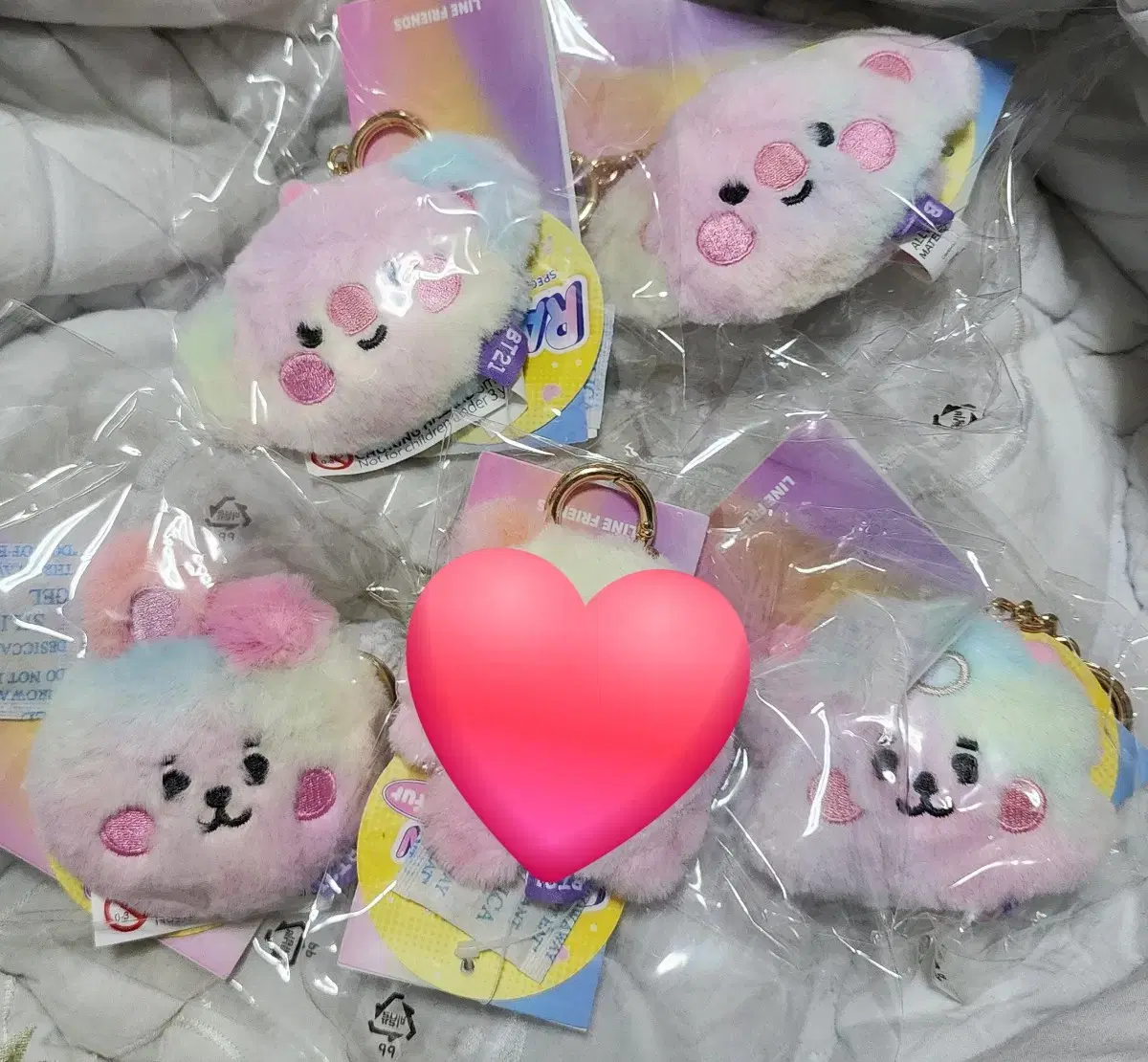 bt21 레인보우 플랫퍼 백참