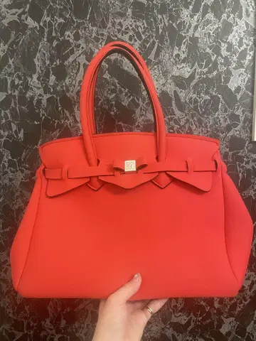 SAVE MY BAG 빨간색 리본 디자인 핸드백