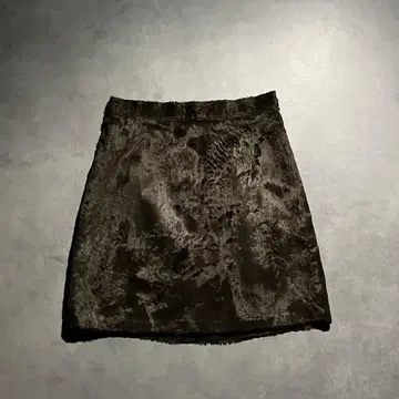 시슬리 브라운 인조 모피 보아 미니 스커트