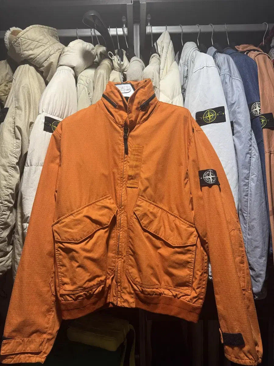 [Super Rare] 19FW Stone Island Reflective Ripstop Bomber Jacket L (Orange)