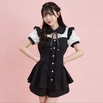 시크릿허니 뷔스티에 배색 셋업