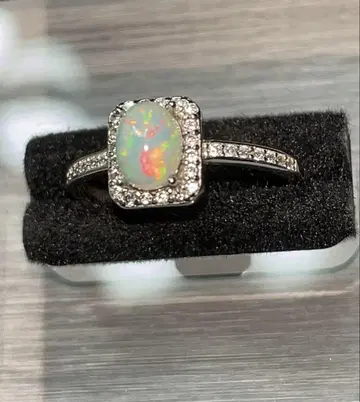 오팔 반지 sv925 프리 사이즈