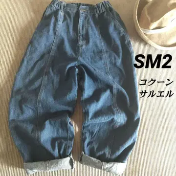 SM2 코쿤 데님 데님 사루엘 팬츠 프론트 라인 코튼