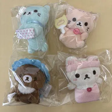 리락쿠마 고양이 찜질방 손으로 쥔 봉제 인형 4개 세트