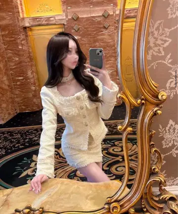 아이보리 트위드 셋업 한국