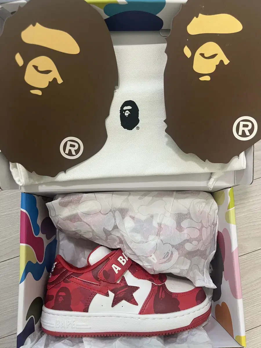 베이프 슈퍼스타 아동 170mm 미시착 새제품 컬러 레드