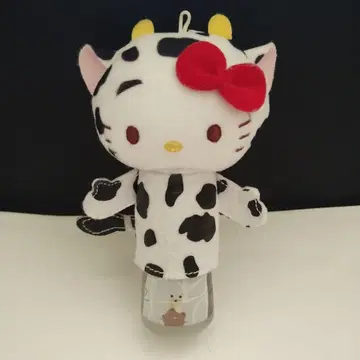 헬로키티 키티 목장 한정판 소 봉제 인형 키링 손가락 인형