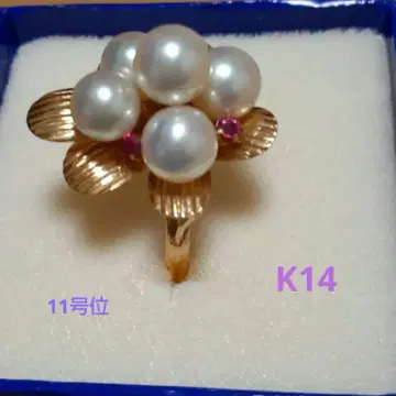 K14 진주와 루비의 플라워 반지
