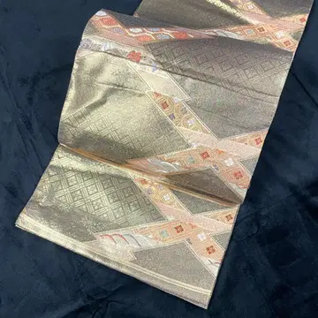 육통 후쿠로 오비 골드 꽃 기하학 국화 무늬 금 순실크 5K4-26