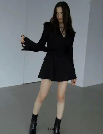여성용 두꺼운 벨트 재킷 원피스