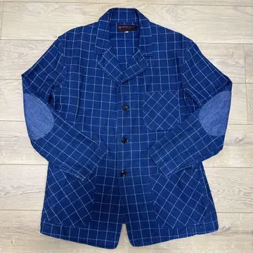 EVISU 엘보우 패치 부착 체크 무늬 테일러드 자켓