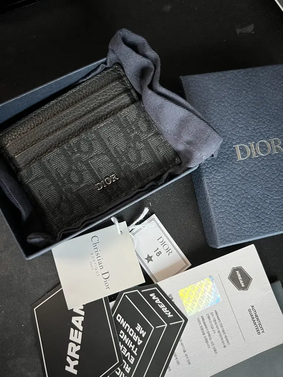 Dior Card Wallet Black Cream Full Set