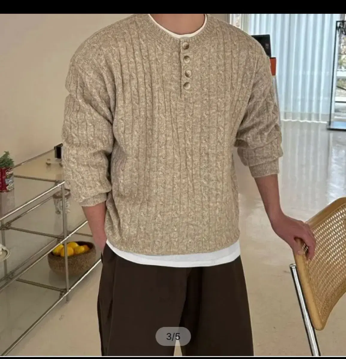 남자 봄 헨리넥 니트
