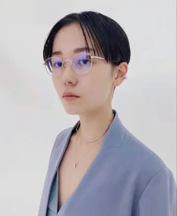 LITMUS 골드 프레임 라운드형 안경 케이스 포함