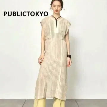 PUBLIC TOKYO 니트 원피스 롱 원피스 니트 가죽