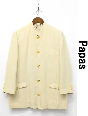 C488/PAPAS 자켓 헤링본 무늬 실크 린넨 스탠딩 칼라 48