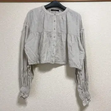 wcloset 린넨 레이온 혼방 크롭 셔츠
