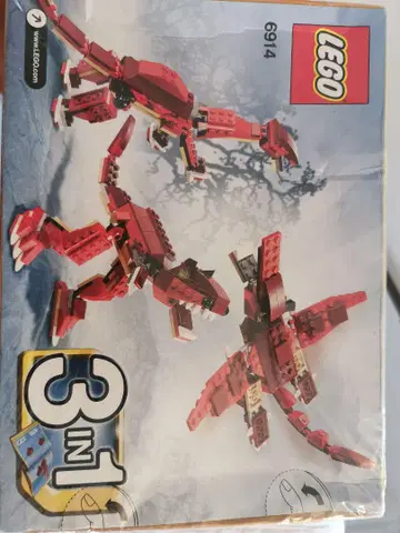 레고 크리에이터 6914 3IN1 레고 빨간색 공룡 미사용 상자 찌그러짐