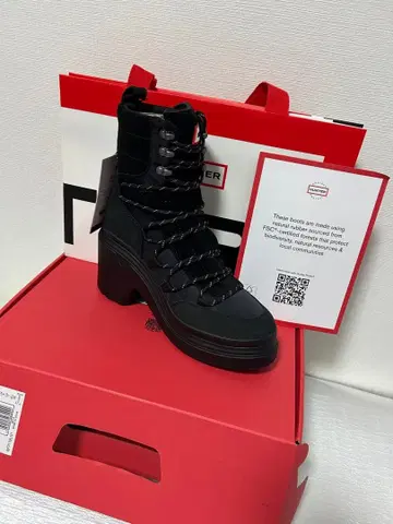 헌터 WFP1108LNY 미드 레이스업 가죽 힐 부츠