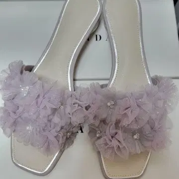 란다 쉬폰 플라워 클리어 힐 샌들