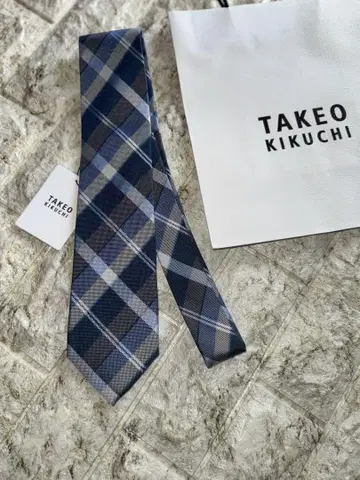 TAKEO KIKUCHI 야스라 마드라스 체크 실크 넥타이 새상품