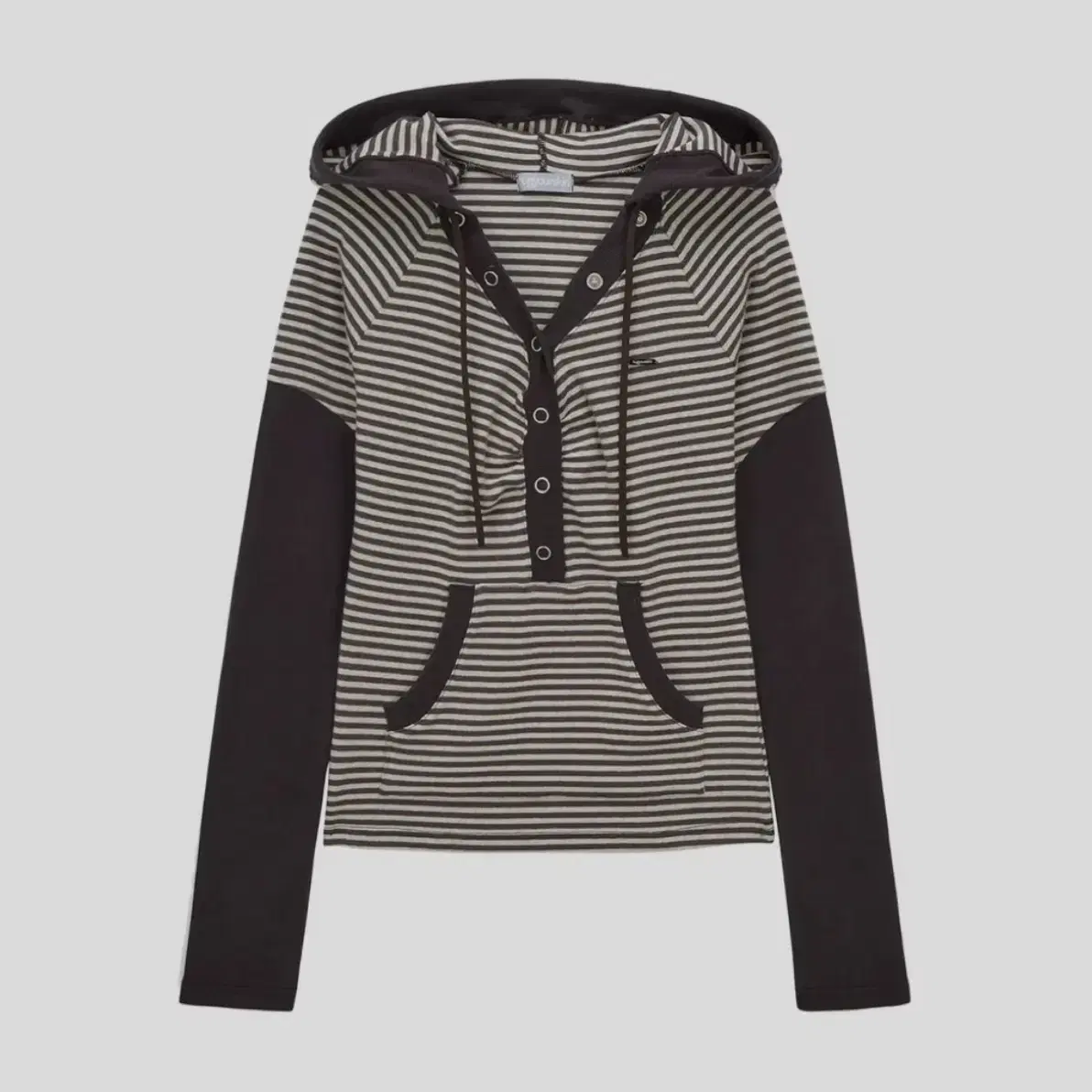 Hug Your Skin Stripe Rilakkuma Hoodie Zip-Up (Charcoal) on