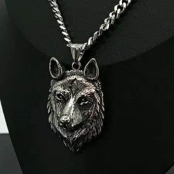 빈티지 실버 울프 늑대 목걸이 펜던트