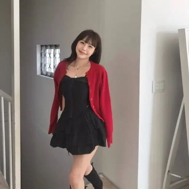 새상품 클라우드이모션 후크 뷔스티에 가디건 코디세트