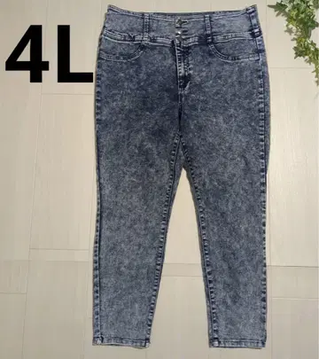 4L 하이웨스트 케미컬 워시 데님 빅 사이즈