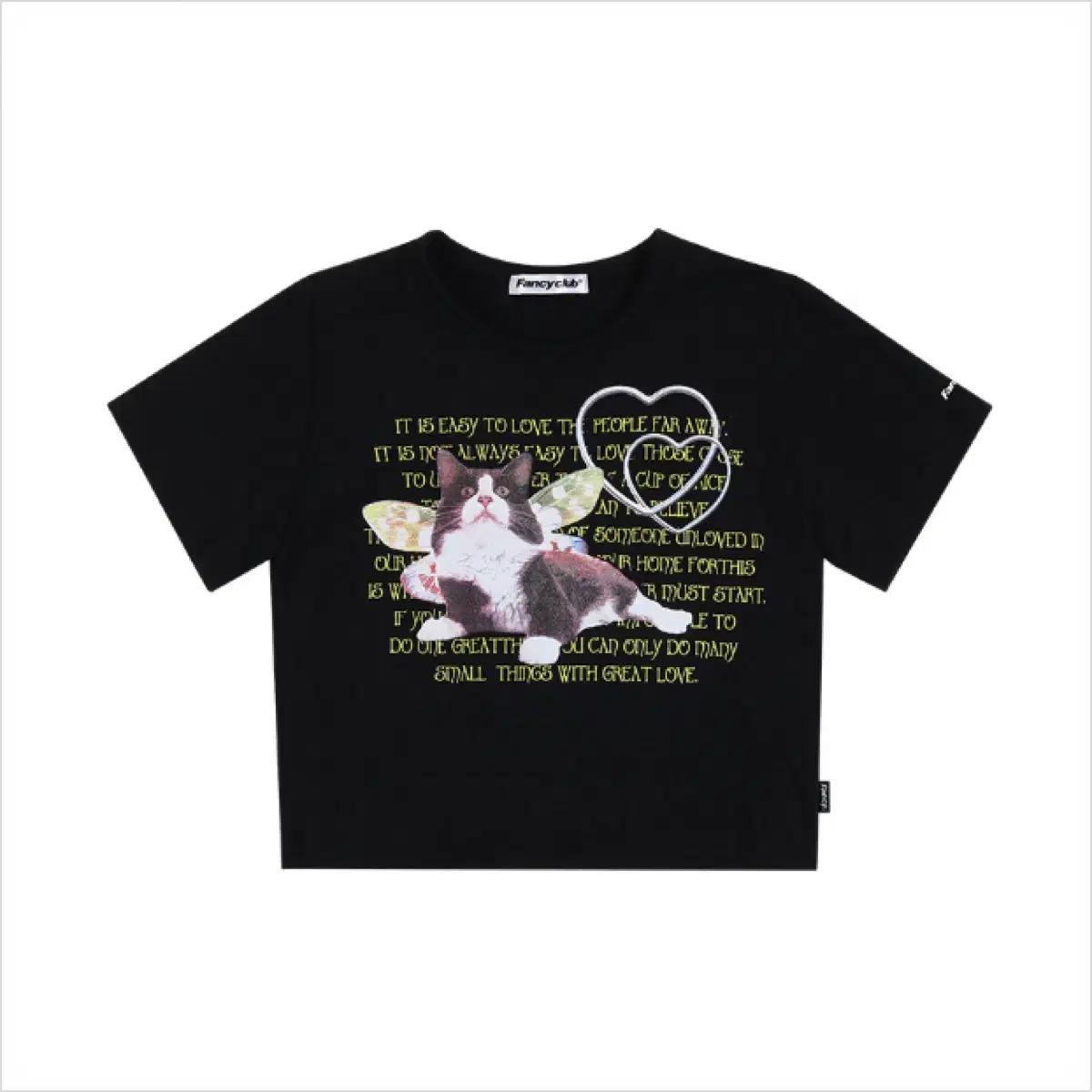 Fancy Club Cat Crop Short-Sleeved T-Shirt, Black (Wendy's product)